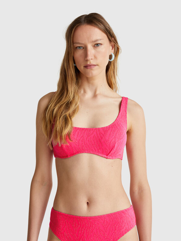 Brassiere animal print swim top with lurex Women