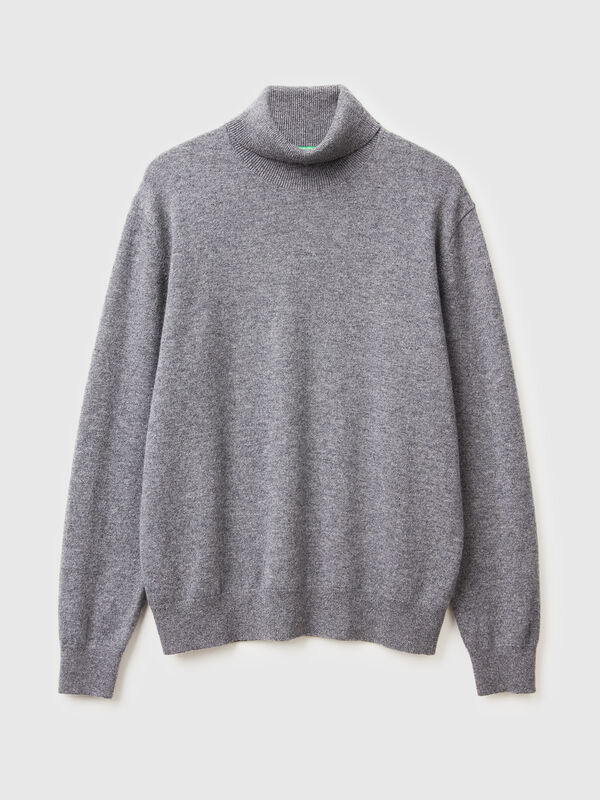 Dark gray turtleneck in pure cashmere Men