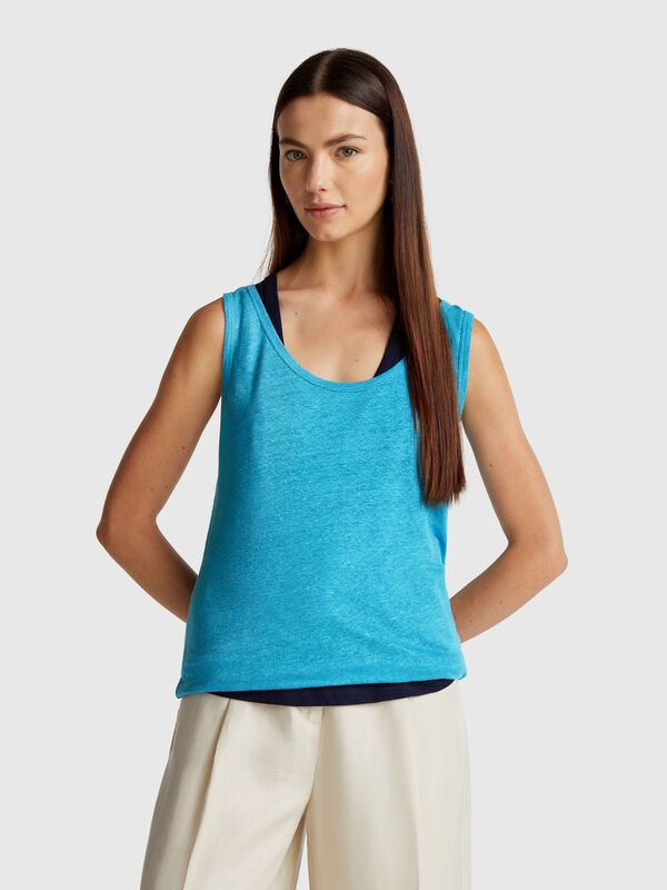 Tank top in pure linen Women