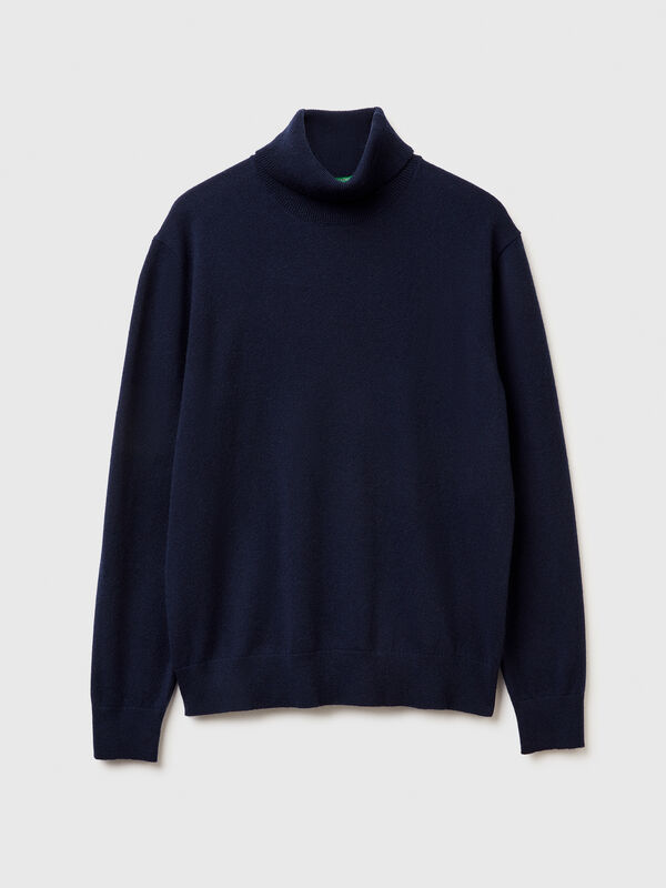 Midnight blue turtleneck in pure cashmere Men