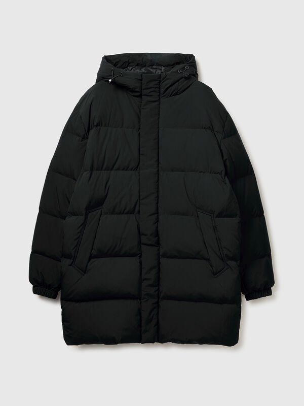 Long puffer jacket with recycled down Men
