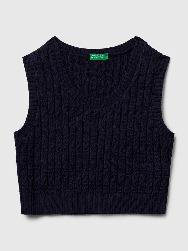 Knit vest with cables Junior Girl