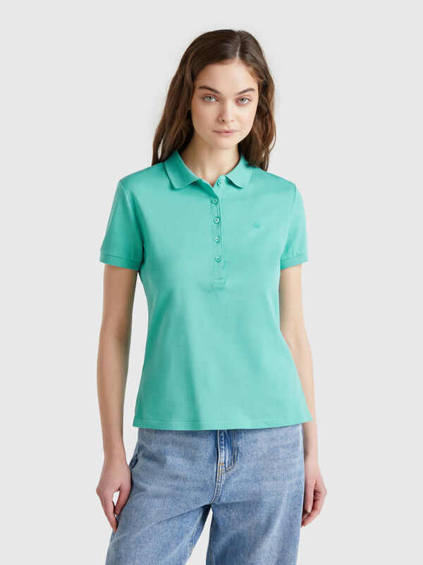 Slim fit polo in stretch cotton Women