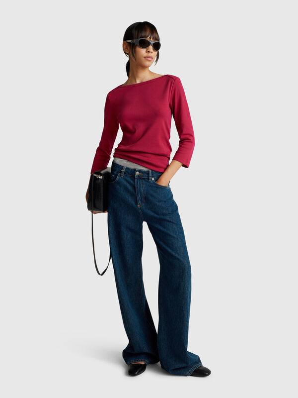 T-shirt with boat neck Women