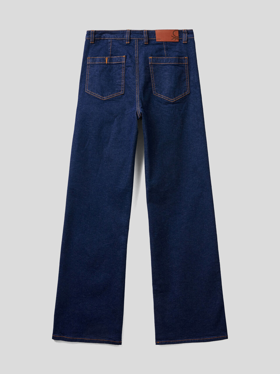 Denim look flare fit trousers image number 2