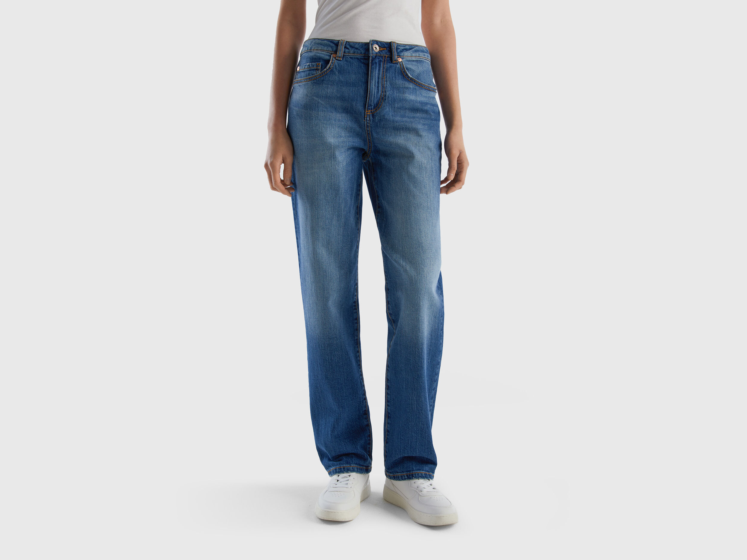 Five pocket straight leg jeans Blue Benetton