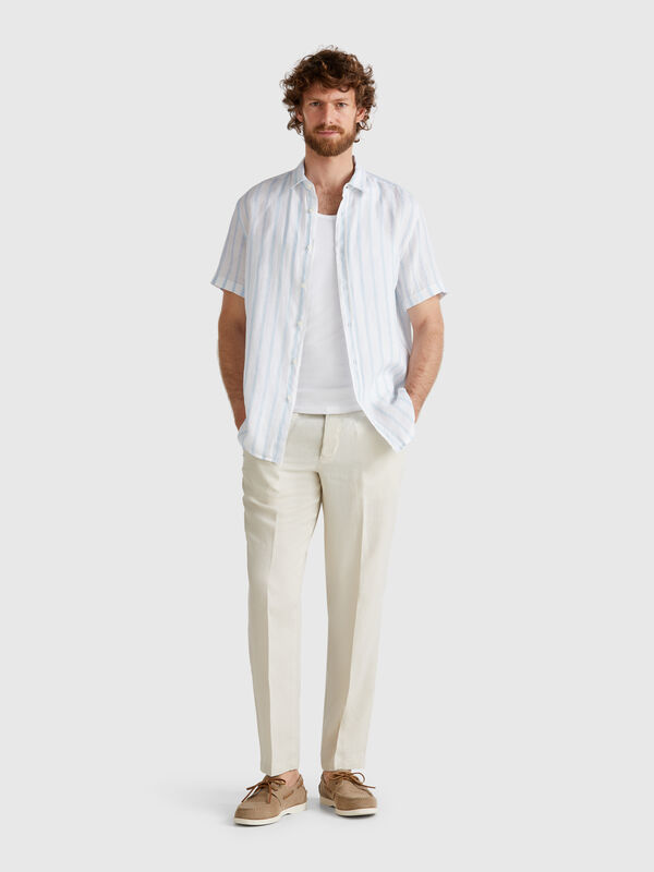 Chinos in pure linen Men