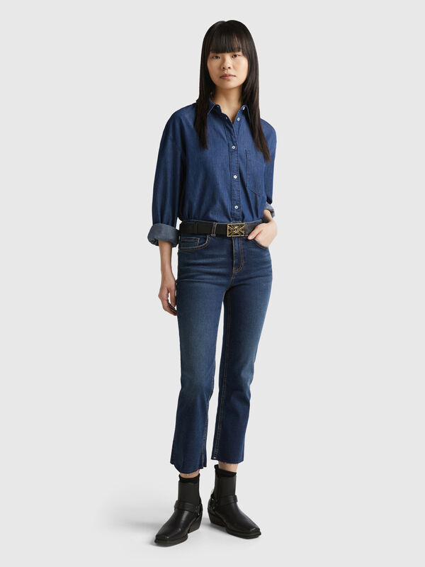 Cropped jeans in recycled cotton Women