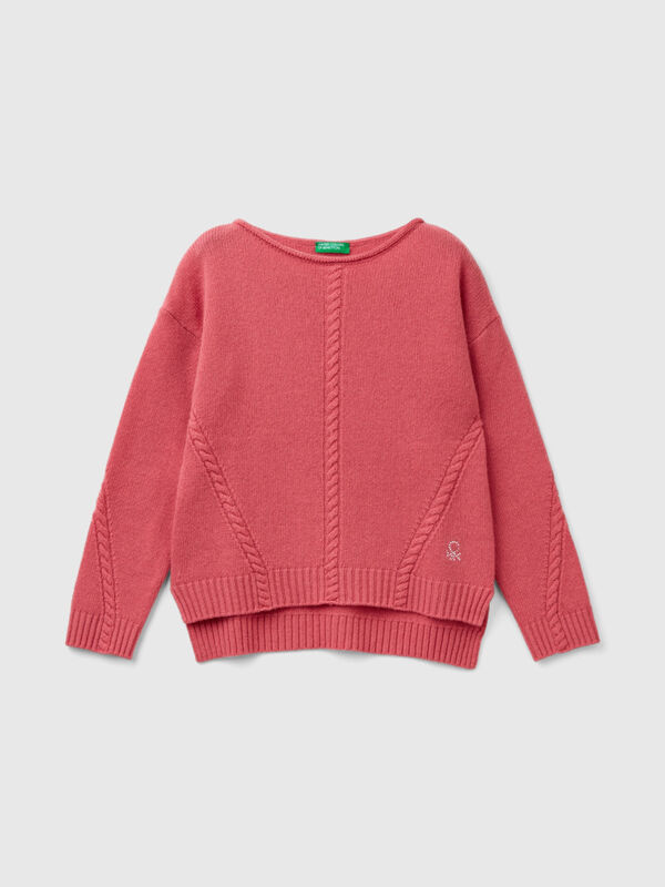 Cable knit sweater in wool blend Junior Girl