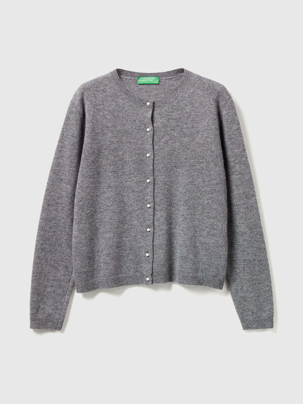 Dark gray cardigan in pure Merino wool Women