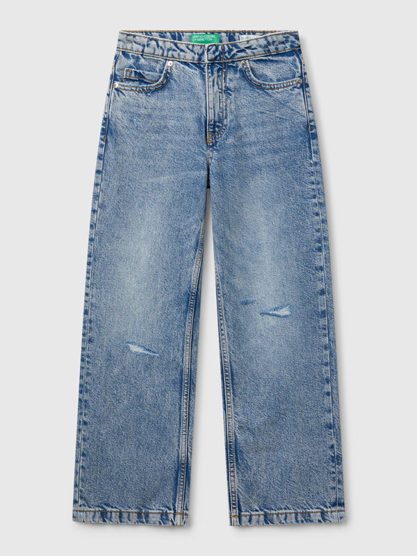 Straight leg jeans with tears Junior Girl