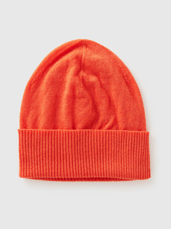 Orange hat in pure Merino wool Women