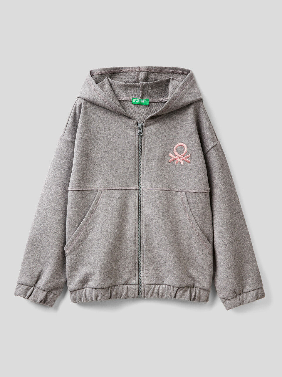 Warm sweatshirt with zip and embroidered logo