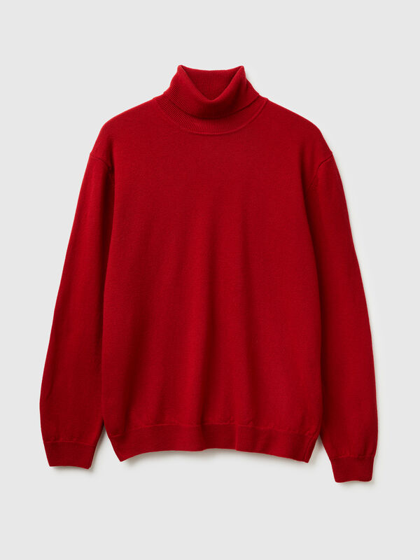 Burgundy turtleneck in pure Merino wool Men