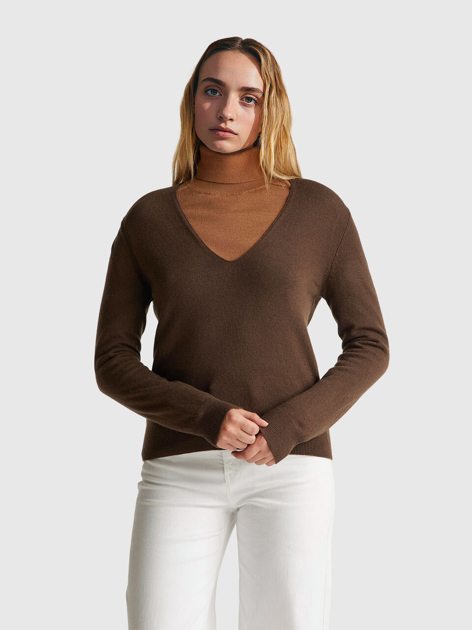 V NECK SWEATER L/S Women image number null