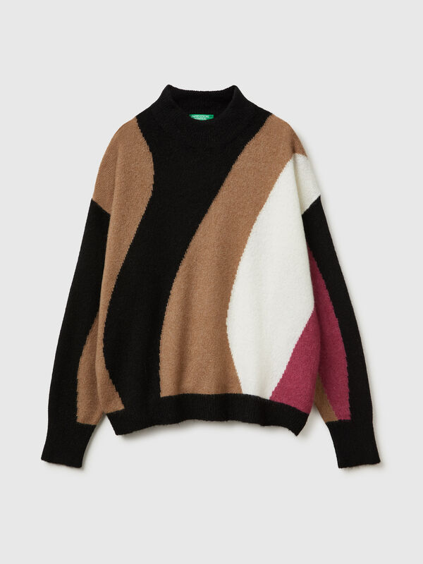 Boxy fit sweater with inlay Women