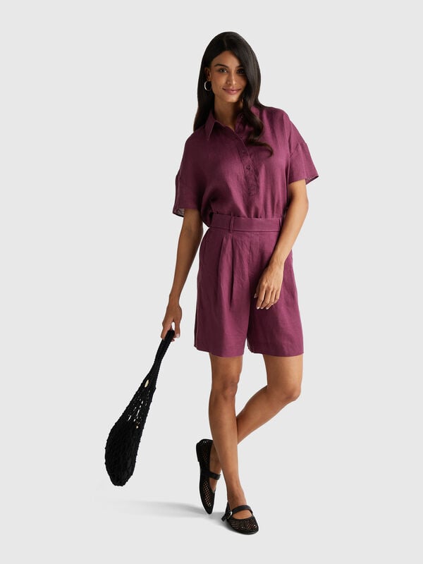 100% linen bermudas Women