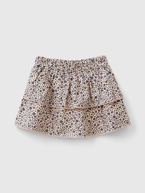 Flounced skirt with floral print Junior Girl