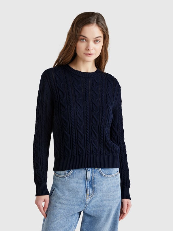 100% cotton sweater with cables Women
