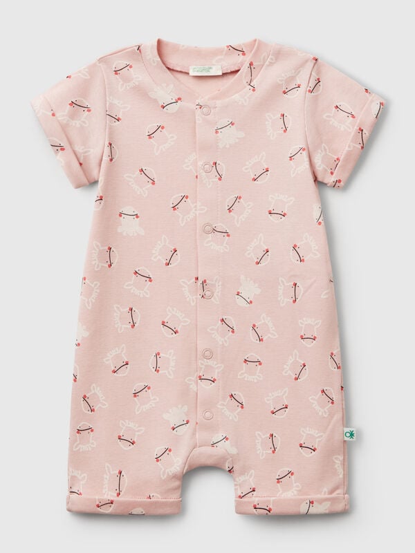 Pink onesie with animal print New Born (0-18 months)