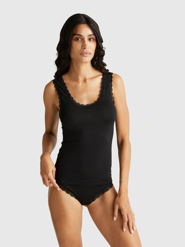 Modal Tencel™ tank top with lace Women