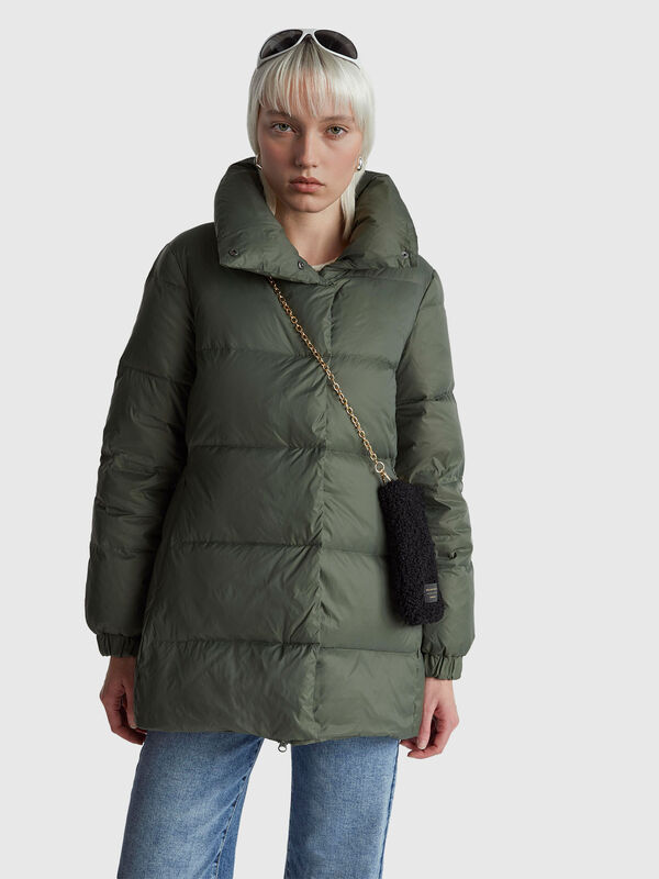 Long puffer jacket with recycled down Women