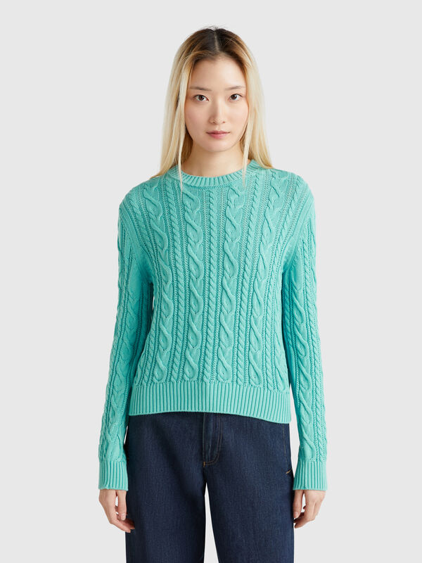 100% cotton sweater with cables Women