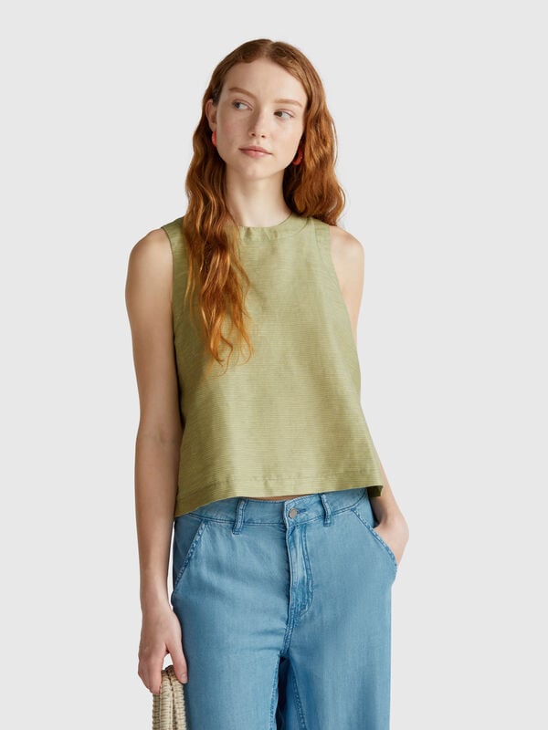 Striped blouse in linen blend Women