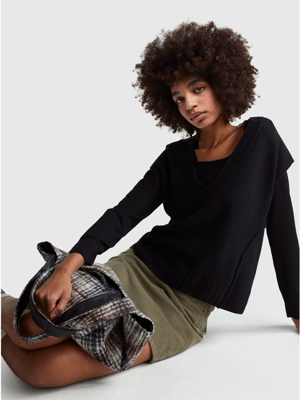 S/L V NECK SWEATER Women image number null