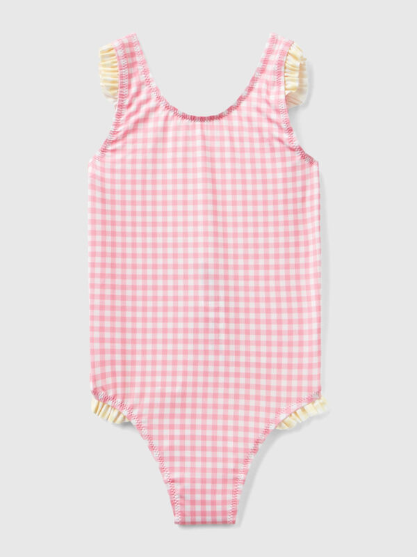 Vichy one-piece swimsuit with flounces Junior Girl