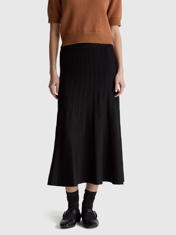 Pleated knit skirt with lurex Women