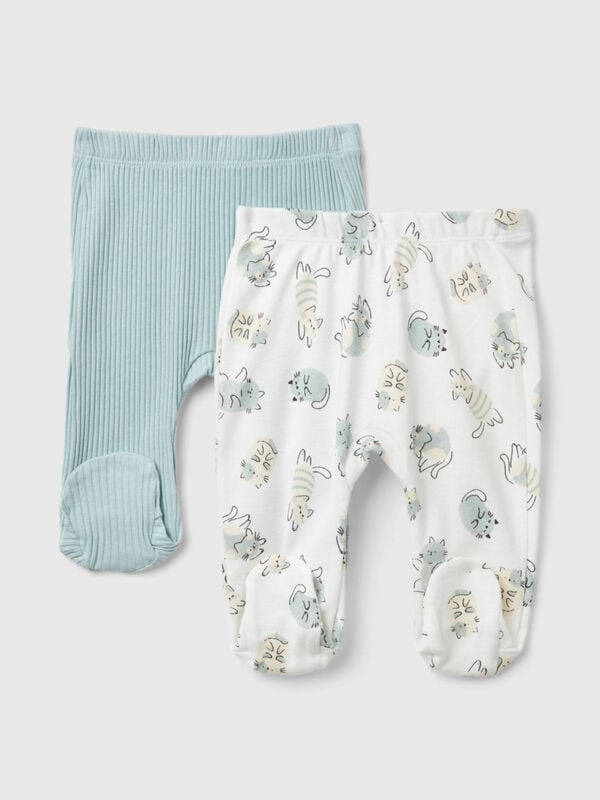 Two pairs of trousers in organic cotton New Born (0-18 months)