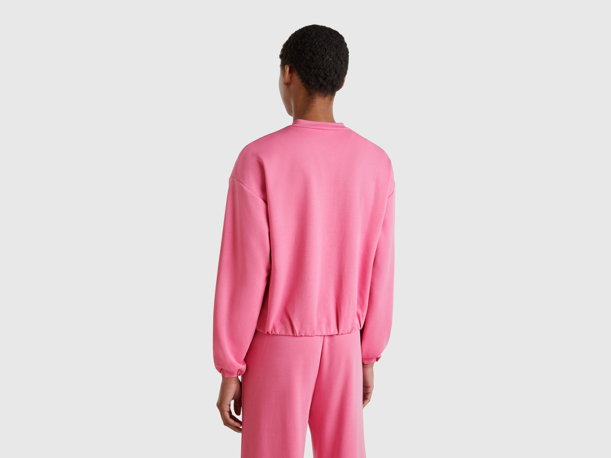 MODAL zip-up sweatshirt - Pink | Benetton