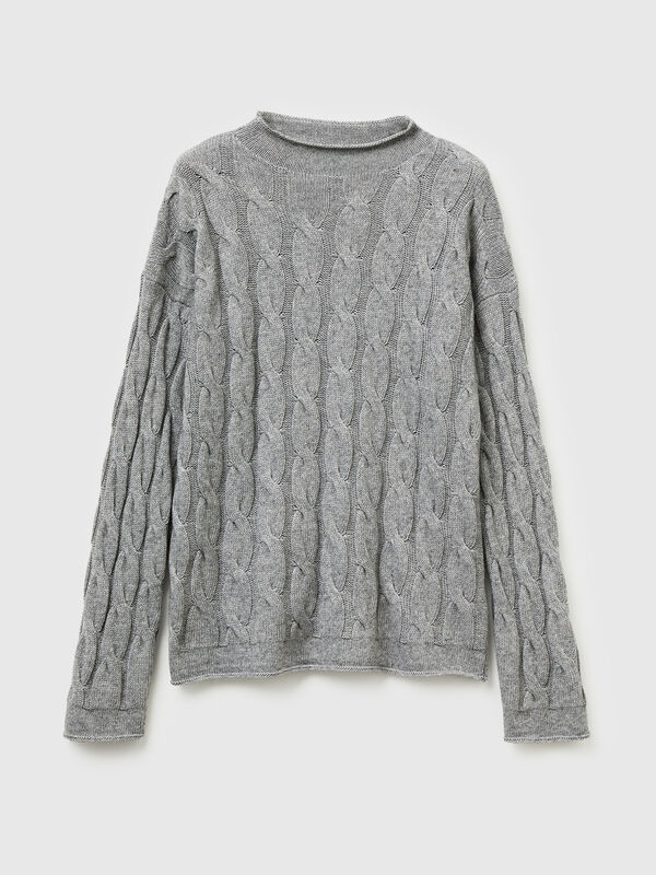 Cashmere blend sweater with cable knit Women