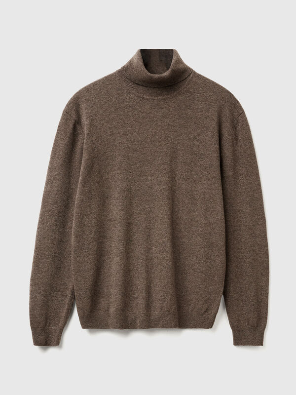 Gray turtleneck in pure Merino wool Men