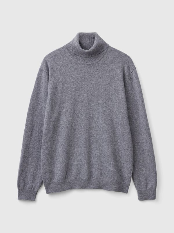 Gray turtleneck in pure Merino wool Men