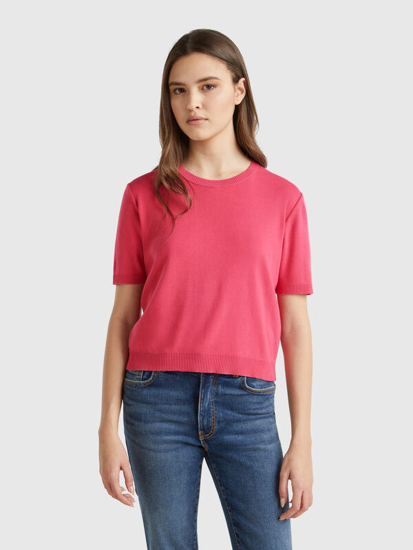 Short sleeve 100% cotton sweater Women