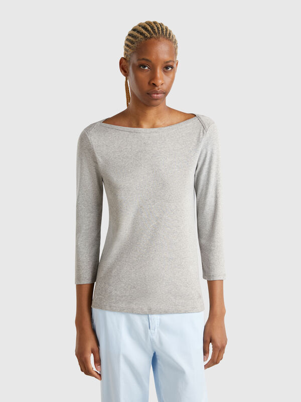 T-shirt with boat neck in 100% cotton Women