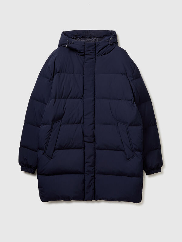 Long puffer jacket with recycled down Men