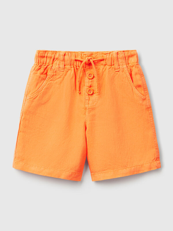 Bermuda shorts with drawstring in linen blend Junior Boy