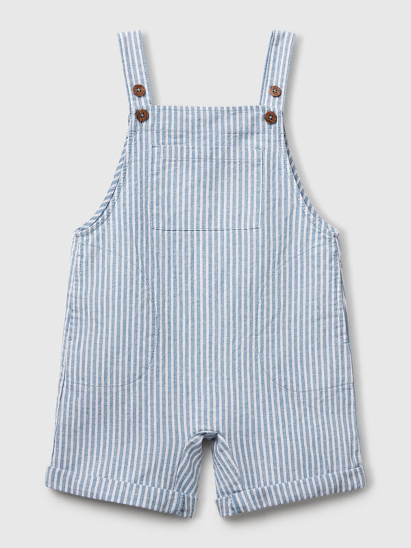 Striped dungarees in linen blend Junior Boy