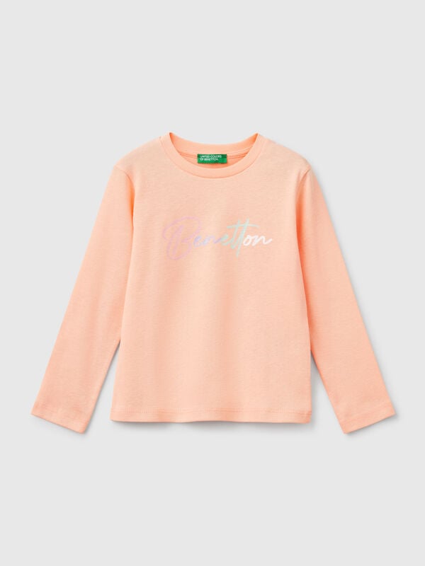 Slim fit t-shirt with glittery print Junior Girl