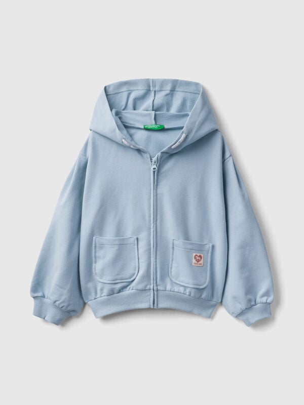 Zip-up sweatshirt in stretch organic cotton Junior Girl