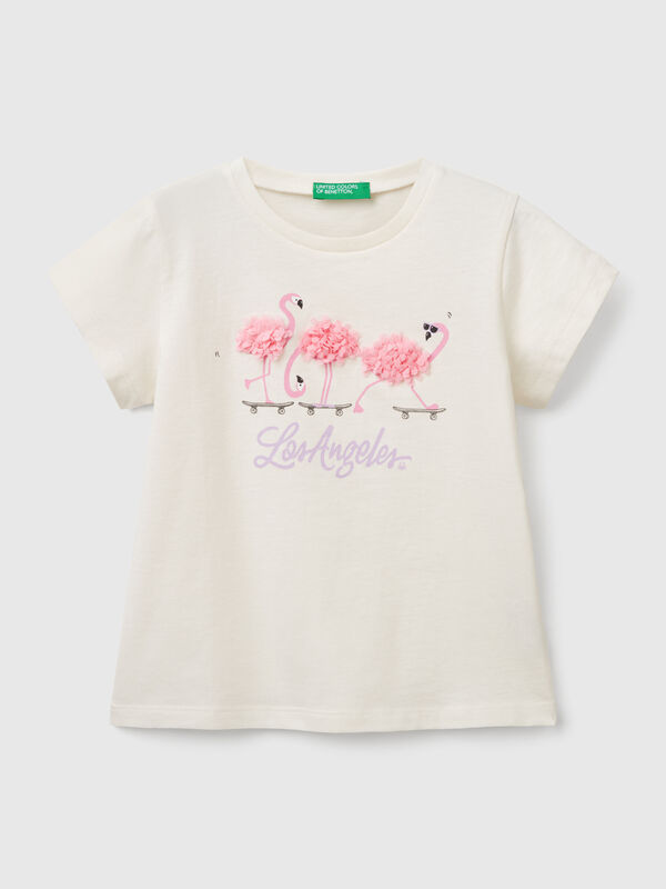 T-shirt with petal effect applique Junior Girl