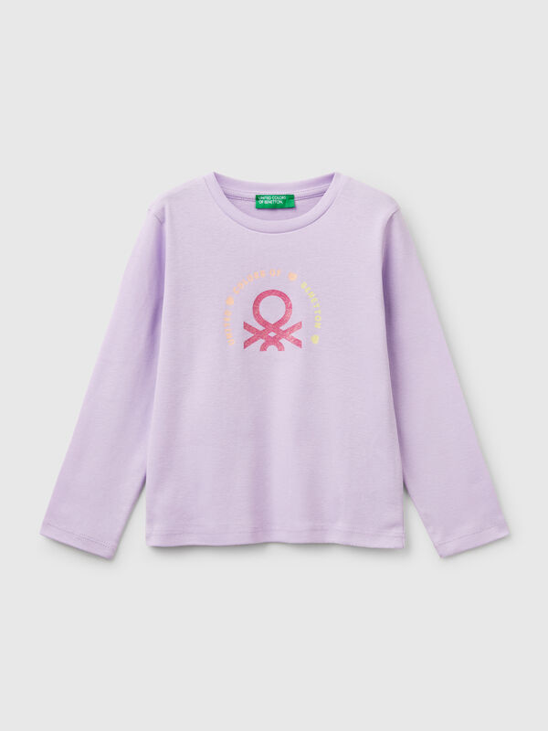 Slim fit t-shirt with glittery print Junior Girl