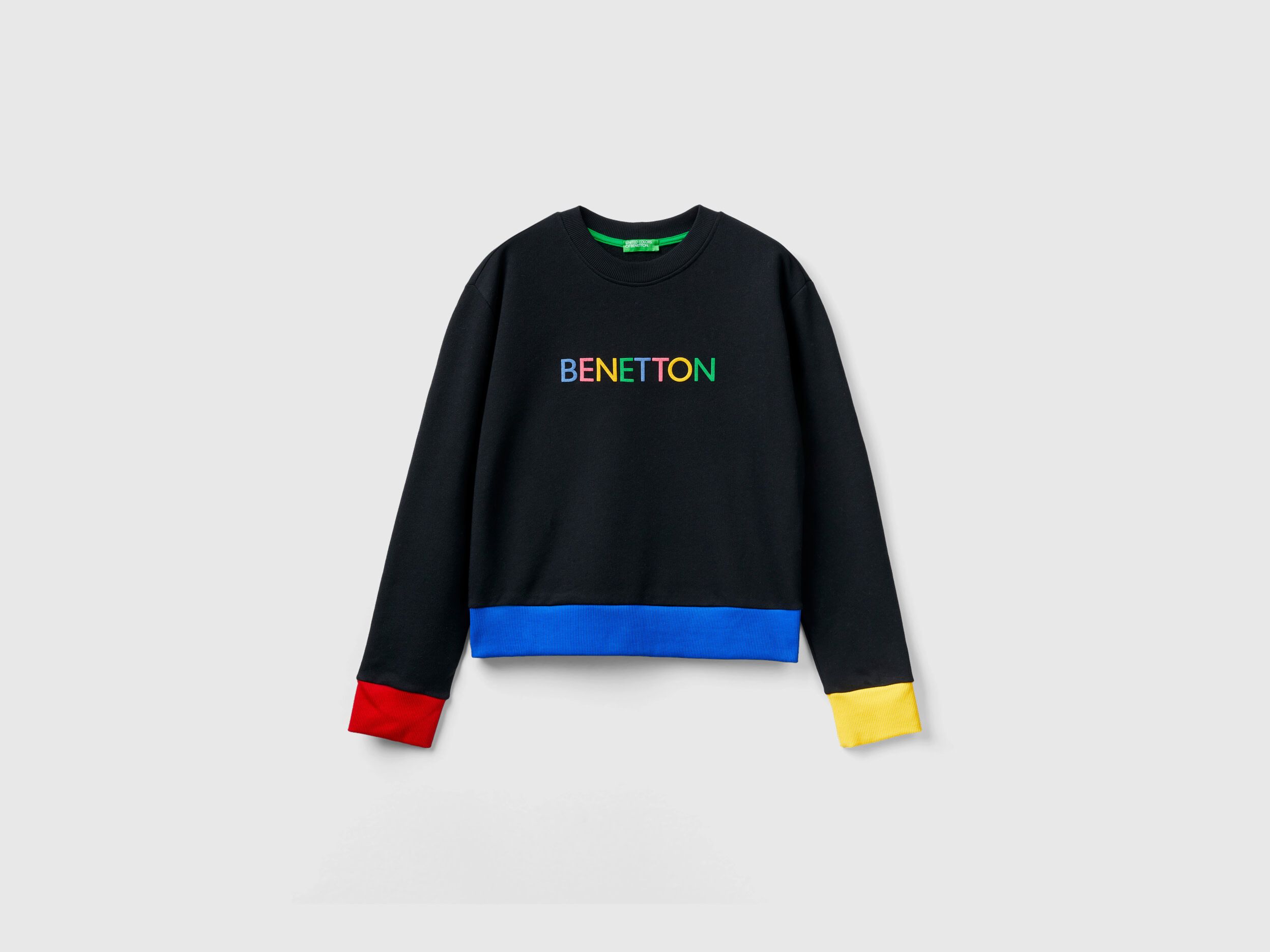 Pullover sweatshirt with logo print Black Benetton