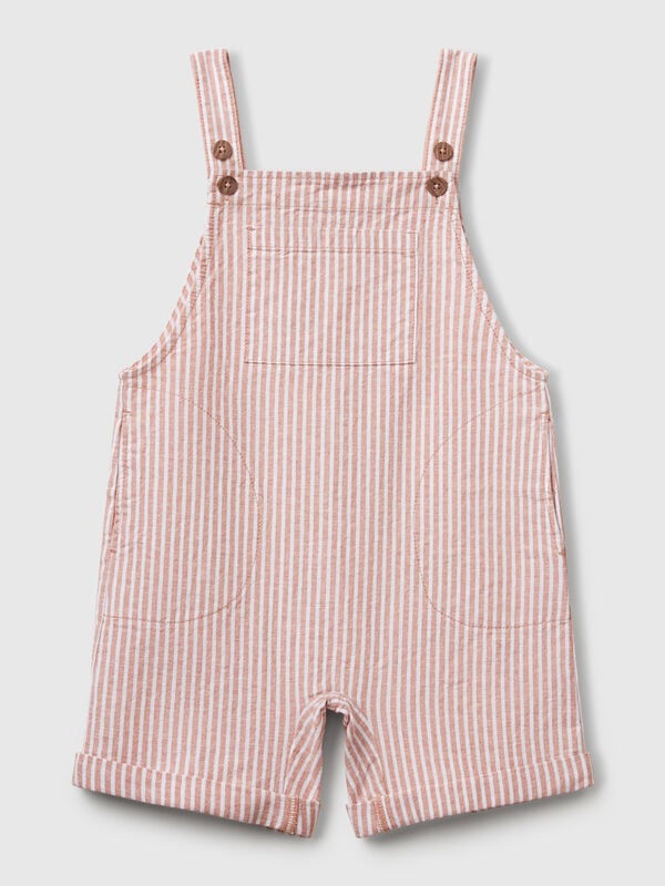 Striped dungarees in linen blend Junior Boy