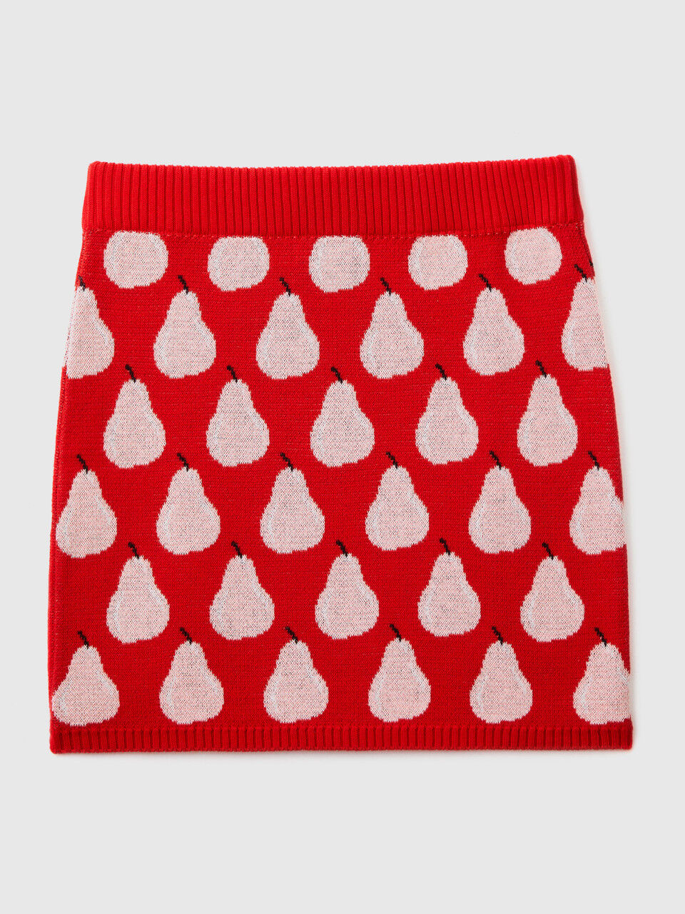 Red mini skirt with pear pattern