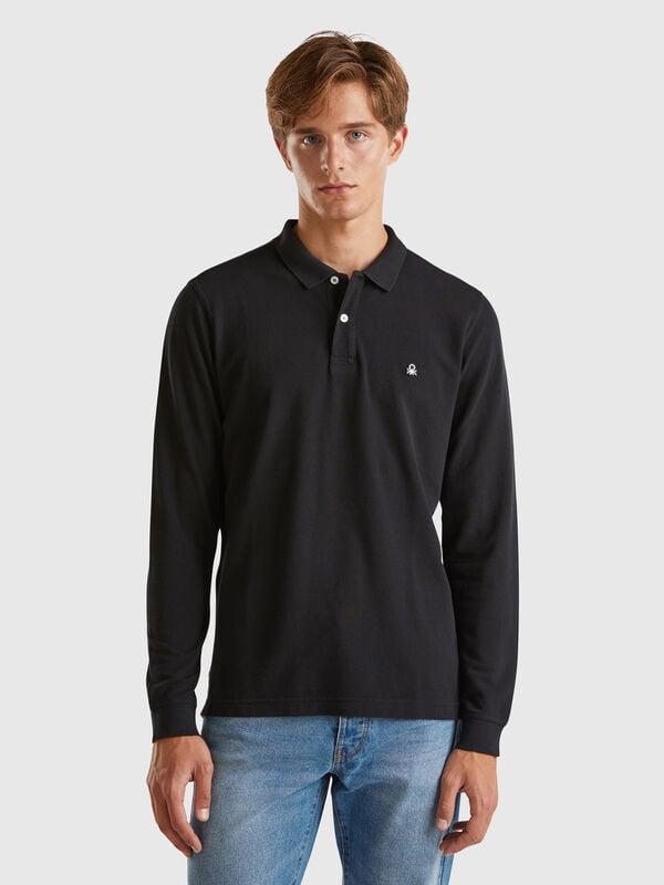 Long sleeve cotton polo Men