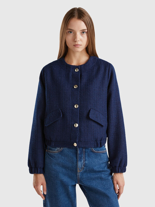 Bomber jacket with bouclé look Women